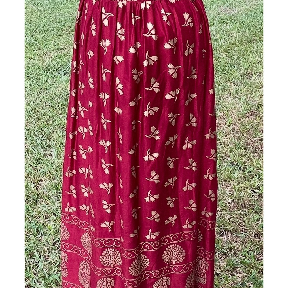 Lapogee  Dress Womens Medium Red and Gold Boho Maxi Floral Print. Sz.Medium - Picture 8 of 8